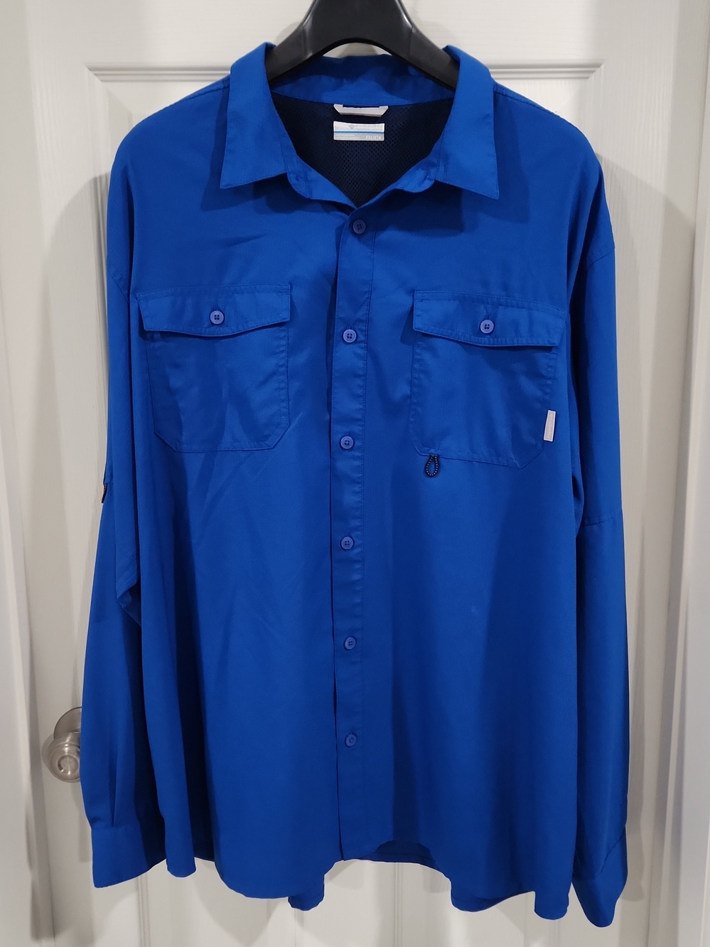 Columbia PFG Bahama II Mens XXL Blue Long Sleeve Vented Fishing Button Up